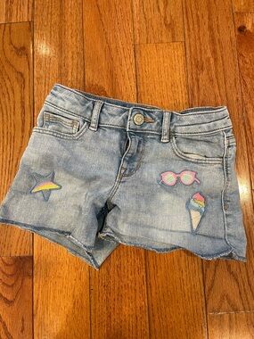 GAP Light Blue Denim Girls' Shorts with Fun Patches